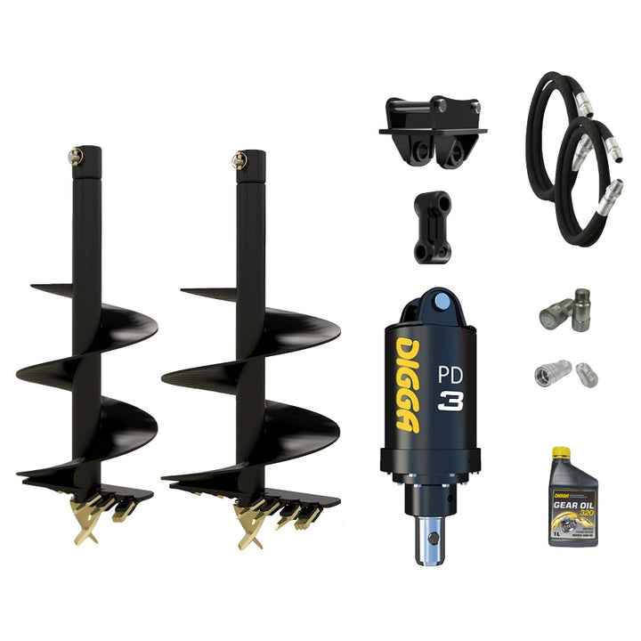 Digga PD3 auger drive combo package mini excavator up to 4T Earthmoving Warehouse