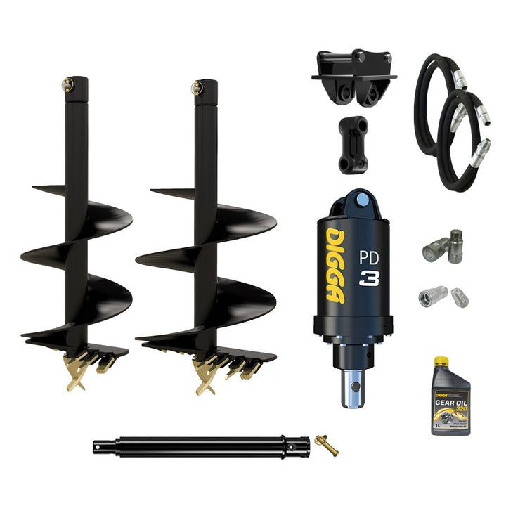 Digga PD3 auger drive combo package mini excavator up to 4T Earthmoving Warehouse