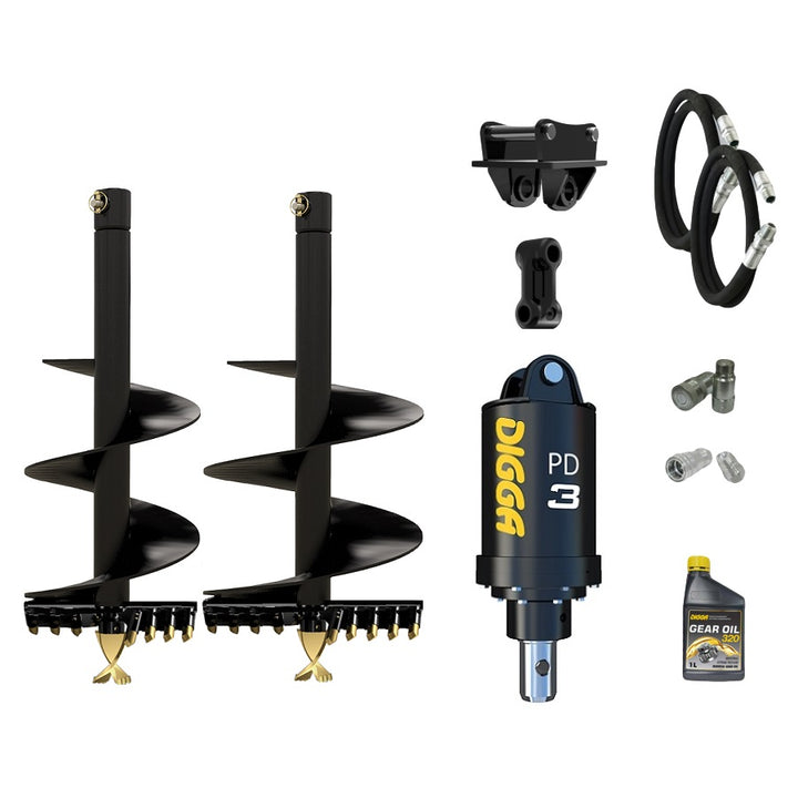 Digga PD3 auger drive combo package mini excavator up to 4T Earthmoving Warehouse