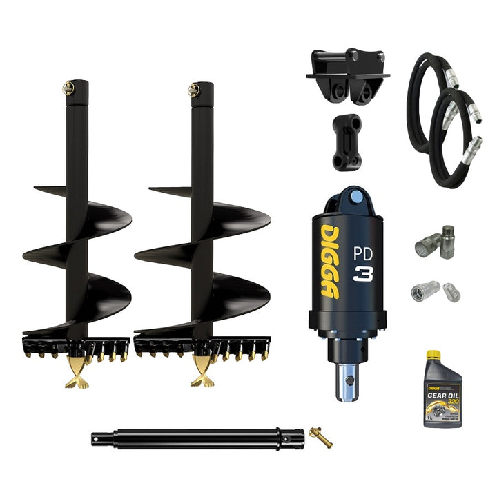 Digga PD3 auger drive combo package mini excavator up to 4T Earthmoving Warehouse