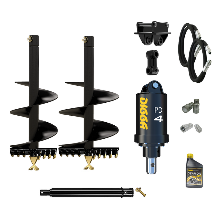 Digga PD4-2 65mm round auger drive combo package mini excavator up to 5T Earthmoving Warehouse