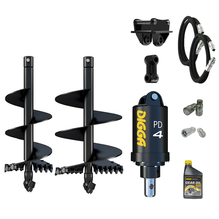 Digga PD4-2 65mm round auger drive combo package mini excavator up to 5T Earthmoving Warehouse