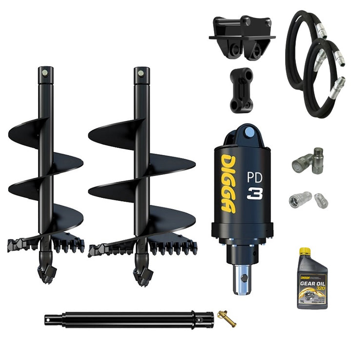 Digga PD3 auger drive combo package mini excavator up to 4T Earthmoving Warehouse