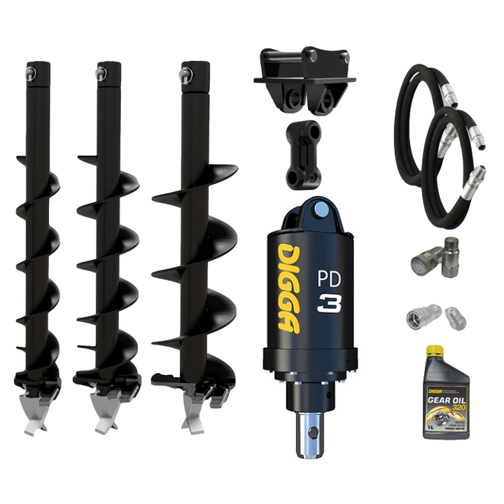 Digga PD3 auger drive combo package mini excavator up to 4T Earthmoving Warehouse