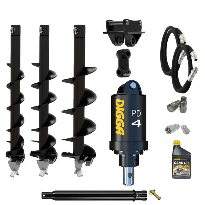 Digga PD4-2 65mm round auger drive combo package mini excavator up to 5T Earthmoving Warehouse