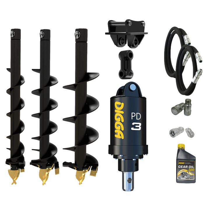 Digga PD3 auger drive combo package mini excavator up to 4T Earthmoving Warehouse