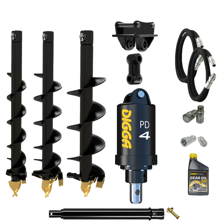 Digga PD4-2 65mm round auger drive combo package mini excavator up to 5T Earthmoving Warehouse