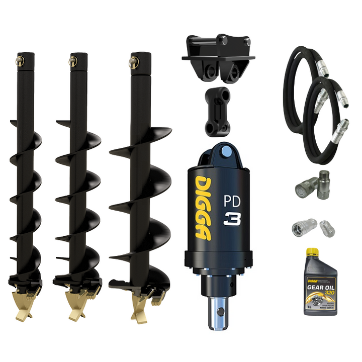 Digga PD3 auger drive combo package mini excavator up to 4T Earthmoving Warehouse