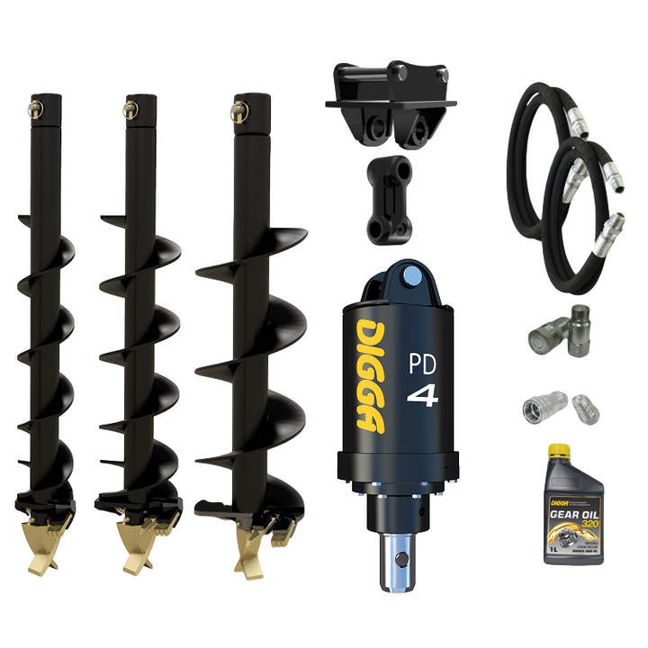 Digga PD4-2 65mm round auger drive combo package mini excavator up to 5T Earthmoving Warehouse