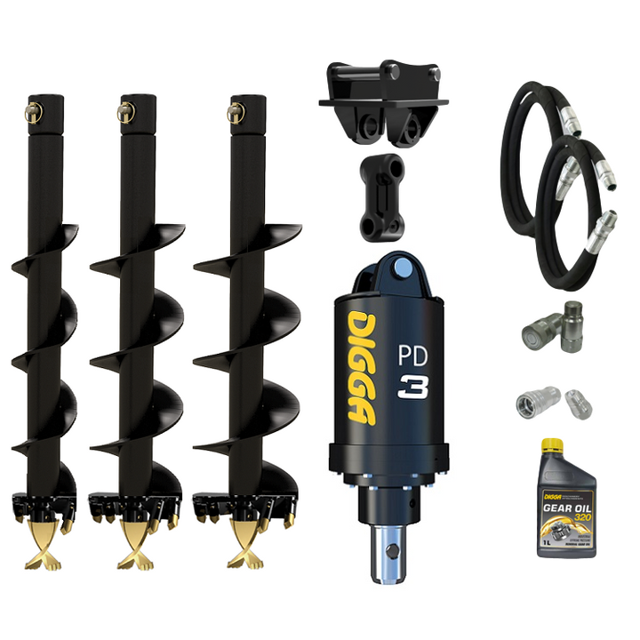 Digga PD3 auger drive combo package mini excavator up to 4T Earthmoving Warehouse