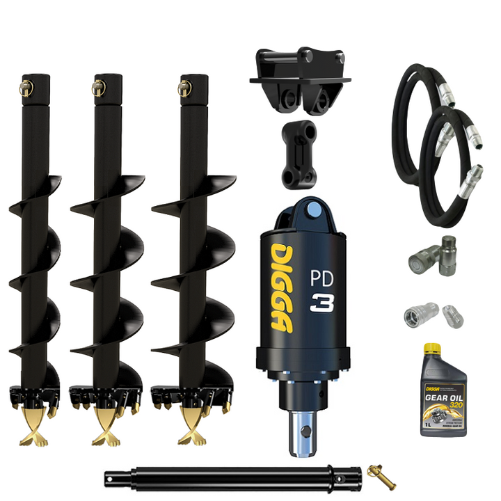 Digga PD3 auger drive combo package mini excavator up to 4T Earthmoving Warehouse