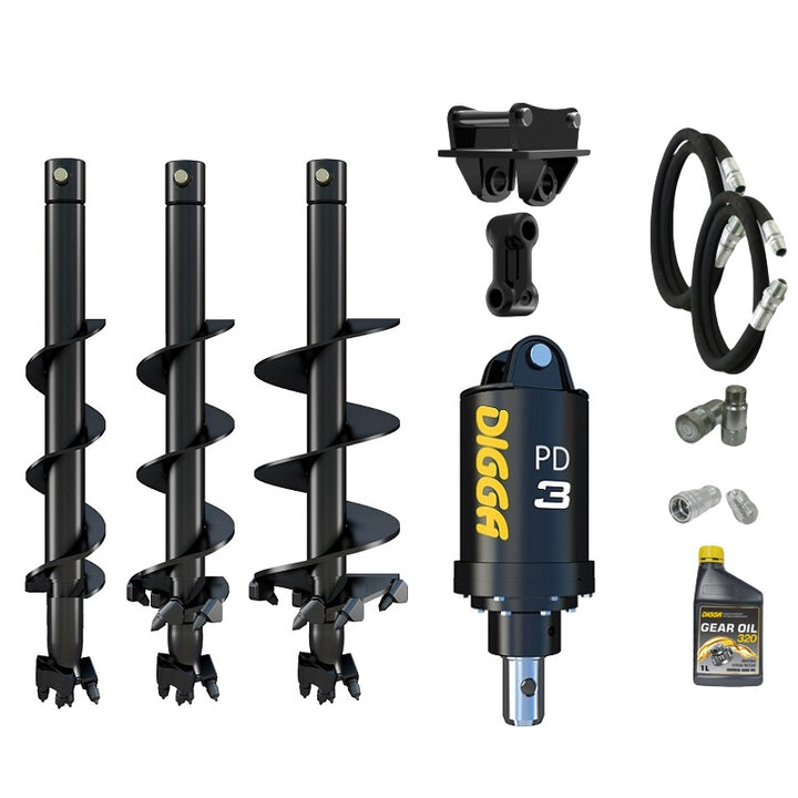 Digga PD3 auger drive combo package mini excavator up to 4T Earthmoving Warehouse