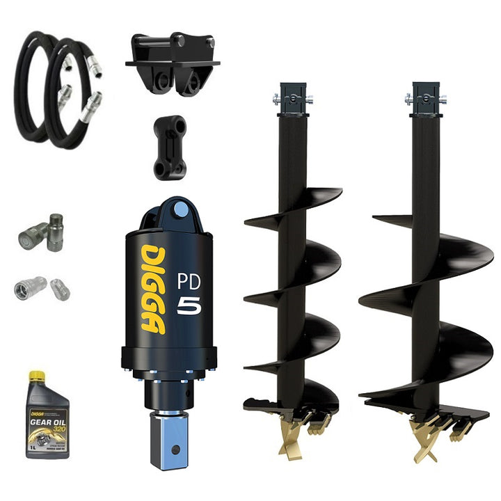 Digga PD5 75mm square auger drive combo package mini excavator up to 5.5T Earthmoving Warehouse