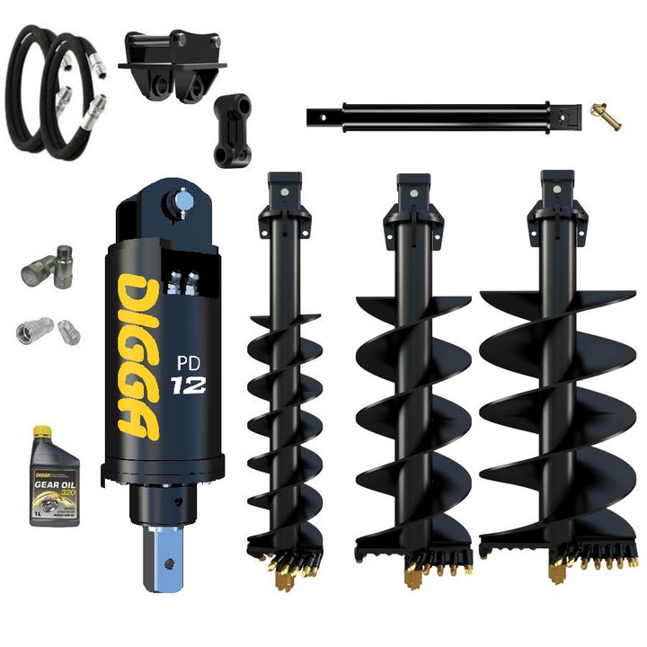 Digga PD12 auger drive combo package excavator up to 12T Earthmoving Warehouse