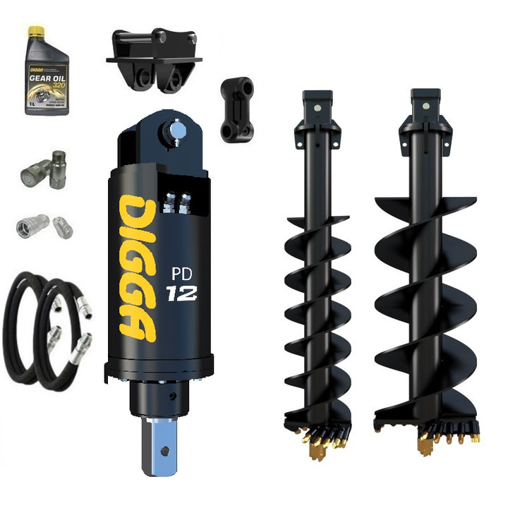 Digga PD12 auger drive combo package excavator up to 12T Earthmoving Warehouse
