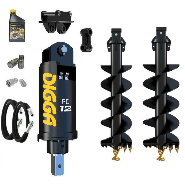Digga PD12 auger drive combo package excavator up to 12T Earthmoving Warehouse