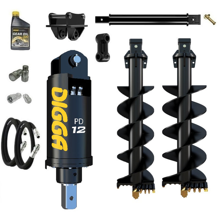 Digga PD12 auger drive combo package excavator up to 12T Earthmoving Warehouse