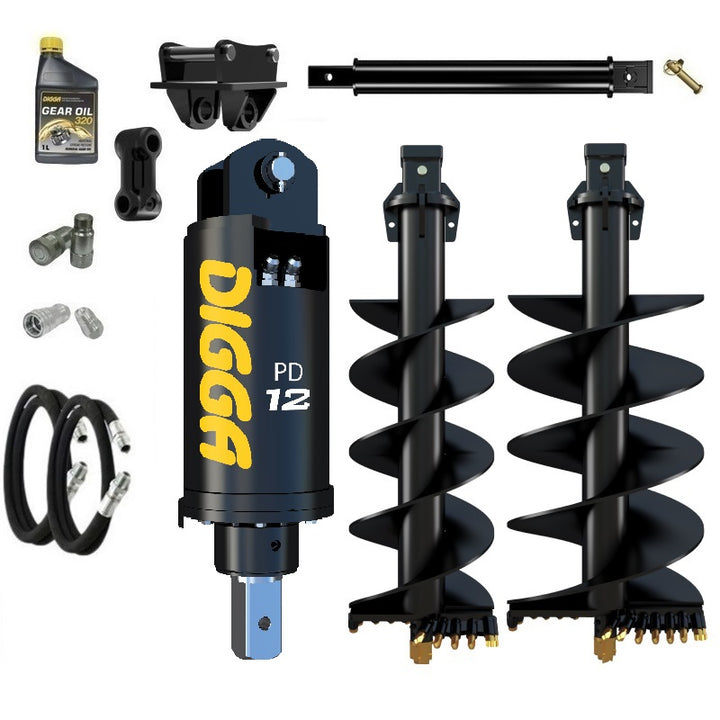 Digga PD12 auger drive combo package excavator up to 12T Earthmoving Warehouse