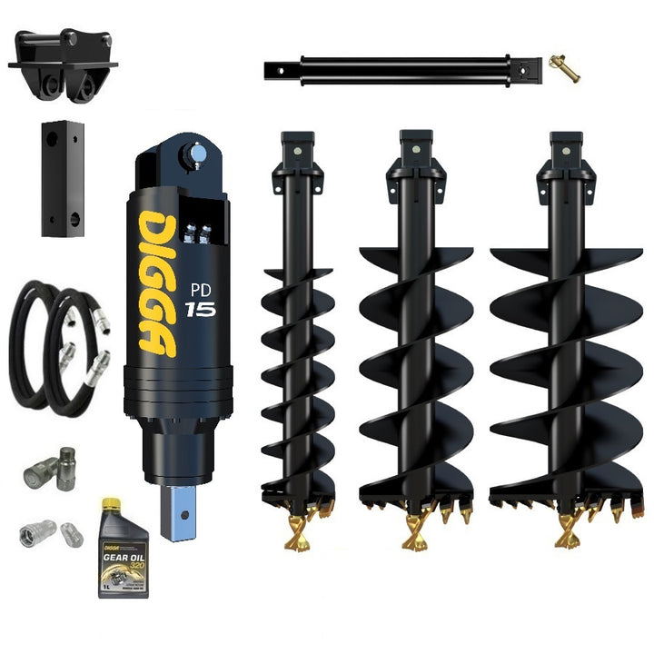 Digga PD15 auger drive combo package excavator up to 15T Earthmoving Warehouse