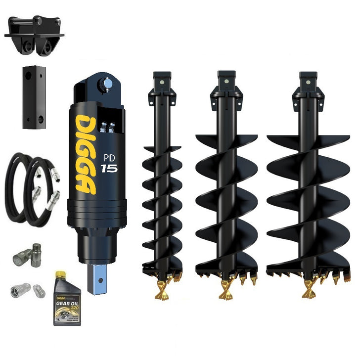 Digga PD15 auger drive combo package excavator up to 15T Earthmoving Warehouse