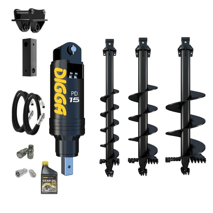 Digga PD15 auger drive combo package excavator up to 15T Earthmoving Warehouse
