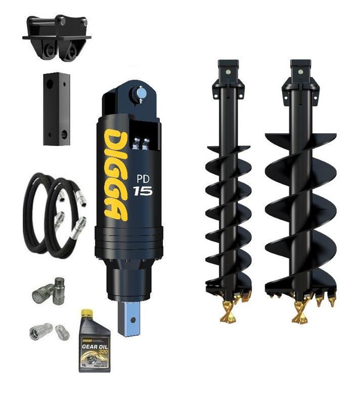 Digga PD15 auger drive combo package excavator up to 15T Earthmoving Warehouse