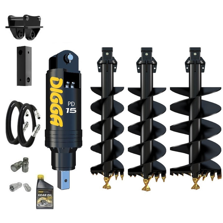 Digga PD15 auger drive combo package excavator up to 15T Earthmoving Warehouse