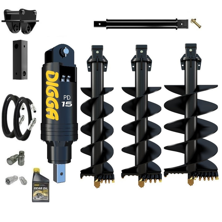 Digga PD15 auger drive combo package excavator up to 15T Earthmoving Warehouse