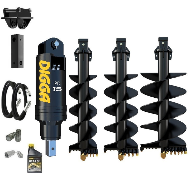 Digga PD15 auger drive combo package excavator up to 15T Earthmoving Warehouse