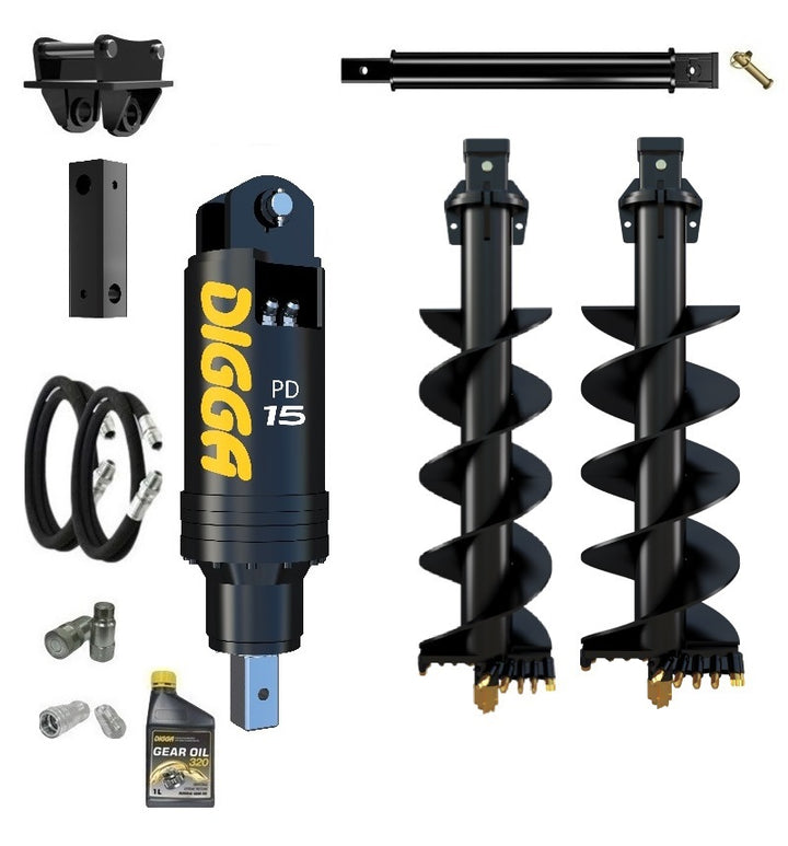 Digga PD15 auger drive combo package excavator up to 15T Earthmoving Warehouse