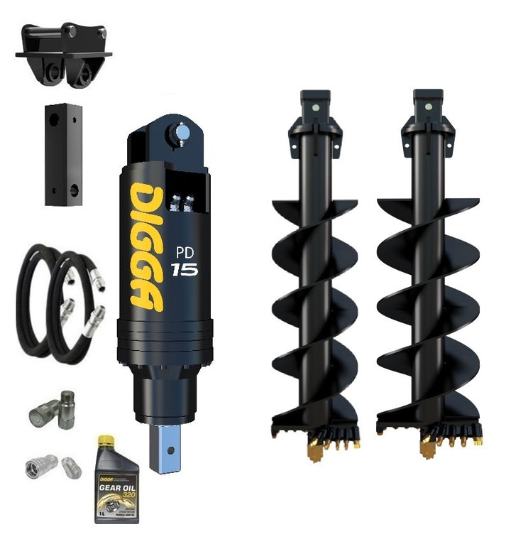 Digga PD15 auger drive combo package excavator up to 15T Earthmoving Warehouse