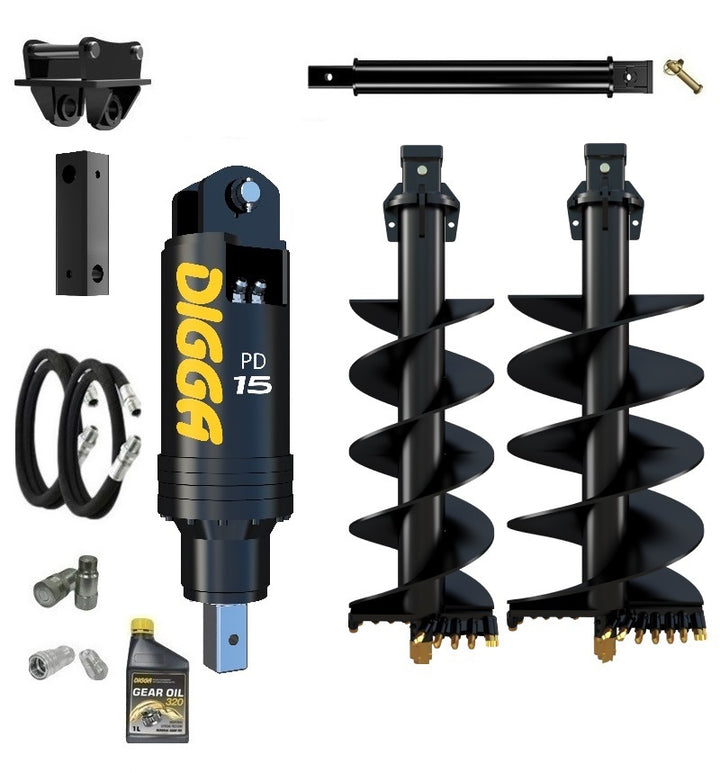 Digga PD15 auger drive combo package excavator up to 15T Earthmoving Warehouse