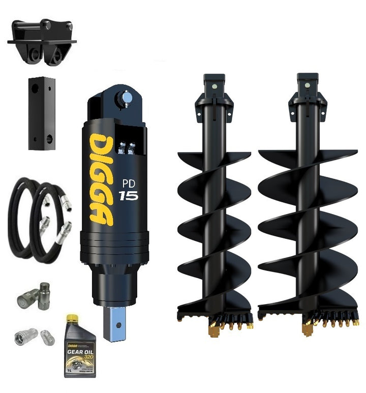 Digga PD15 auger drive combo package excavator up to 15T Earthmoving Warehouse