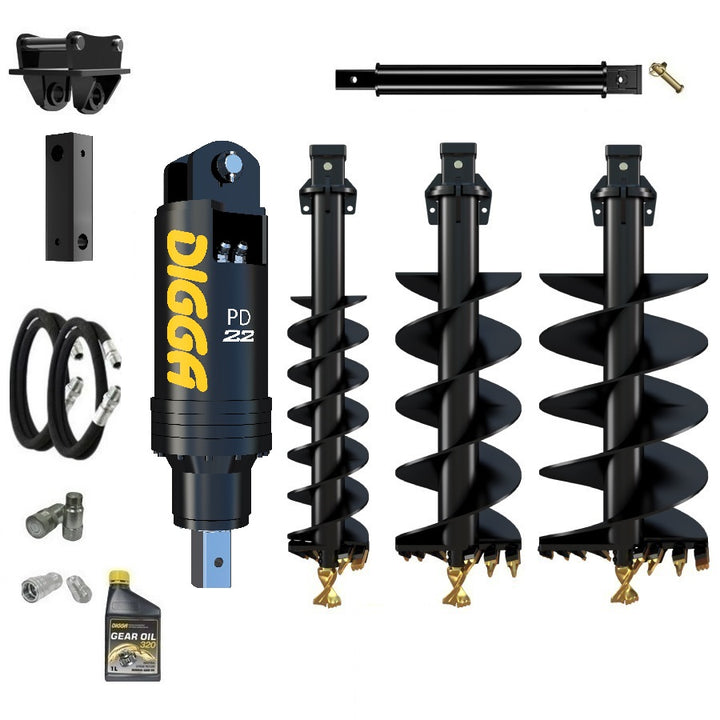 Digga PD22 auger drive combo package excavator up to 20T Earthmoving Warehouse