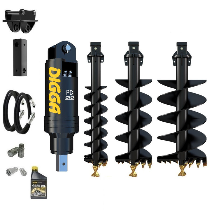 Digga PD22 auger drive combo package excavator up to 20T Earthmoving Warehouse