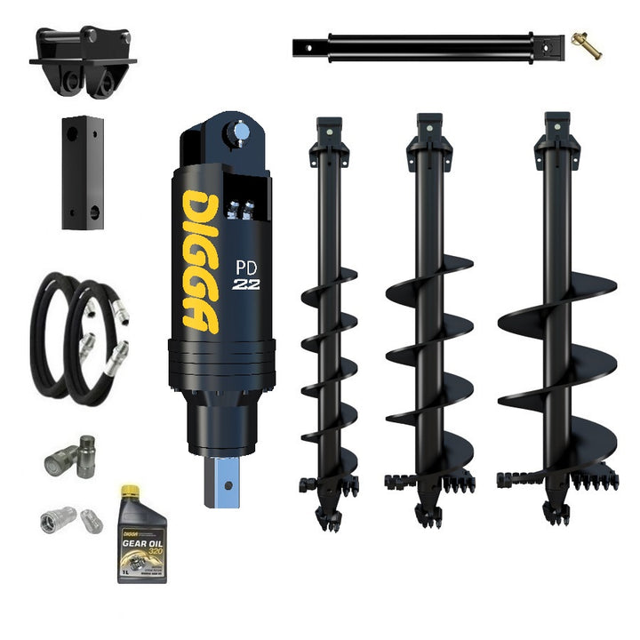 Digga PD22 auger drive combo package excavator up to 20T Earthmoving Warehouse