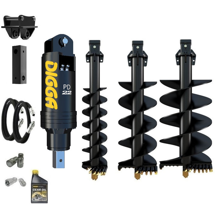 Digga PD22 auger drive combo package excavator up to 20T Earthmoving Warehouse