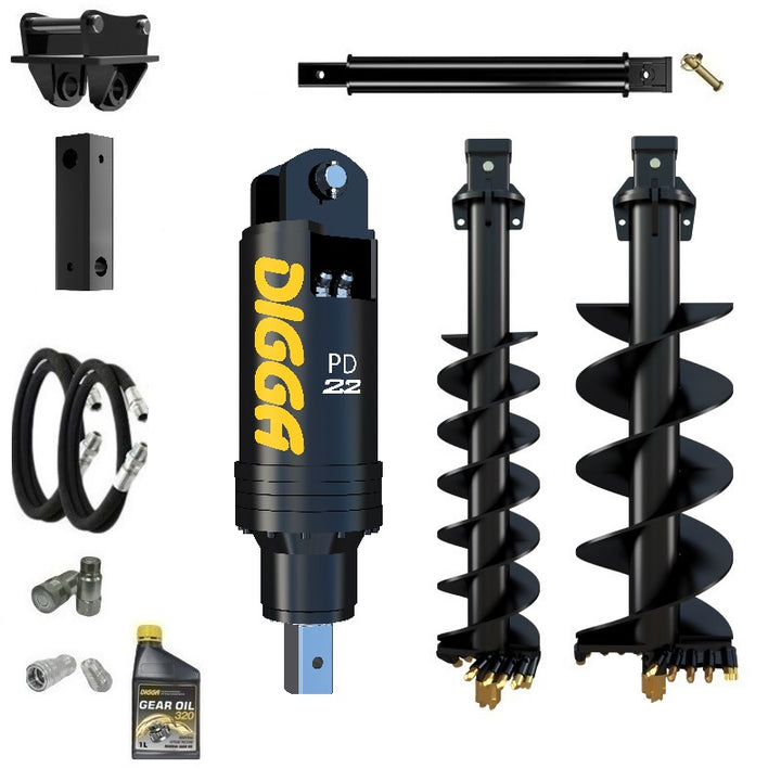 Digga PD22 auger drive combo package excavator up to 20T Earthmoving Warehouse