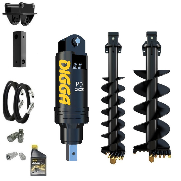 Digga PD22 auger drive combo package excavator up to 20T Earthmoving Warehouse