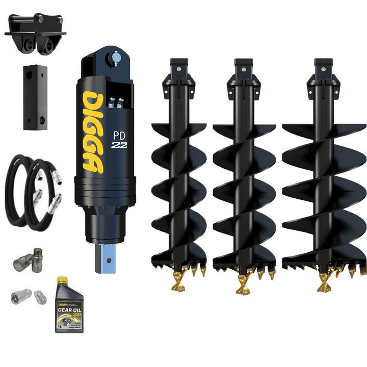 Digga PD22 auger drive combo package excavator up to 20T Earthmoving Warehouse