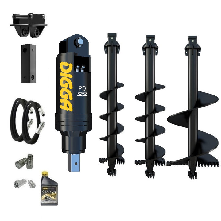 Digga PD22 auger drive combo package excavator up to 20T Earthmoving Warehouse