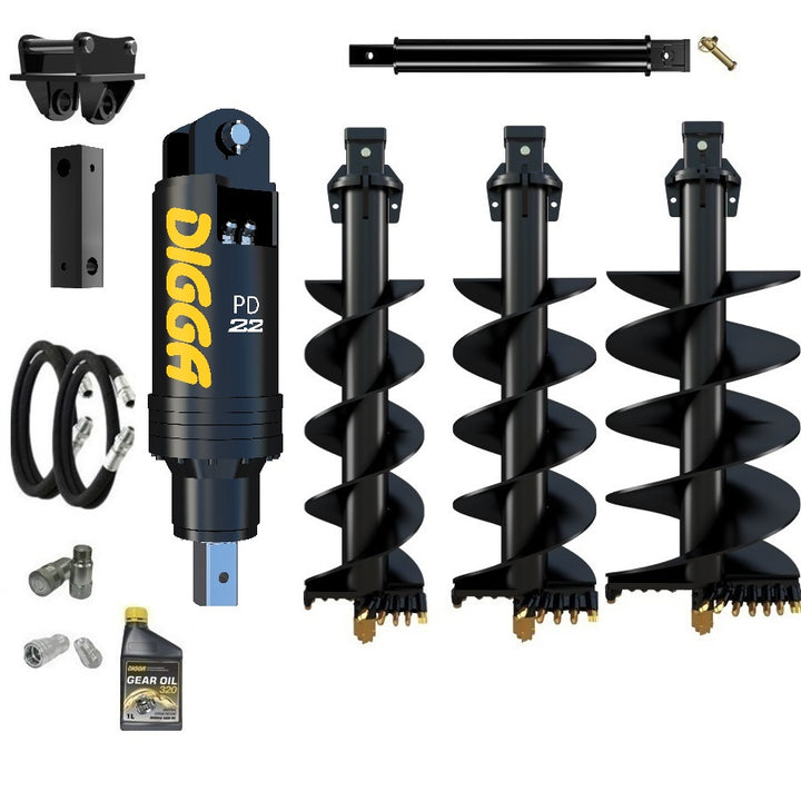 Digga PD22 auger drive combo package excavator up to 20T Earthmoving Warehouse