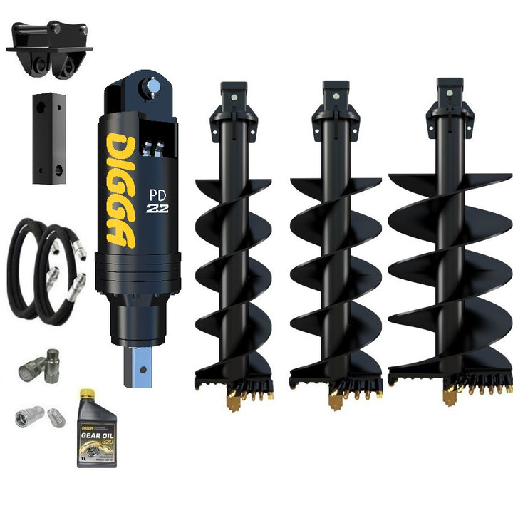 Digga PD22 auger drive combo package excavator up to 20T Earthmoving Warehouse