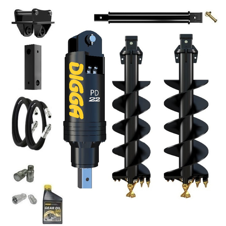 Digga PD22 auger drive combo package excavator up to 20T Earthmoving Warehouse