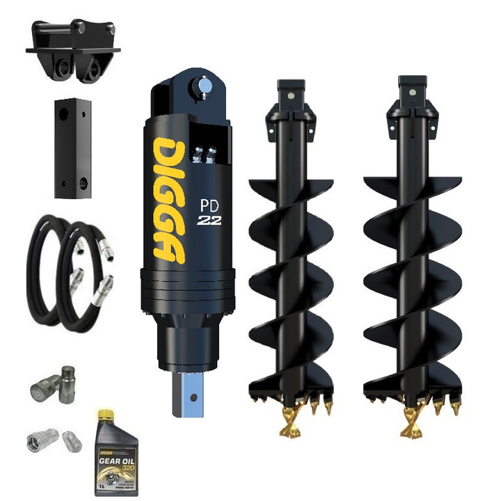 Digga PD22 auger drive combo package excavator up to 20T Earthmoving Warehouse