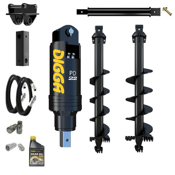 Digga PD22 auger drive combo package excavator up to 20T Earthmoving Warehouse