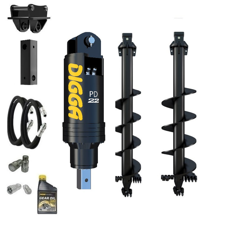 Digga PD22 auger drive combo package excavator up to 20T Earthmoving Warehouse
