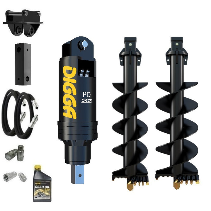 Digga PD22 auger drive combo package excavator up to 20T Earthmoving Warehouse