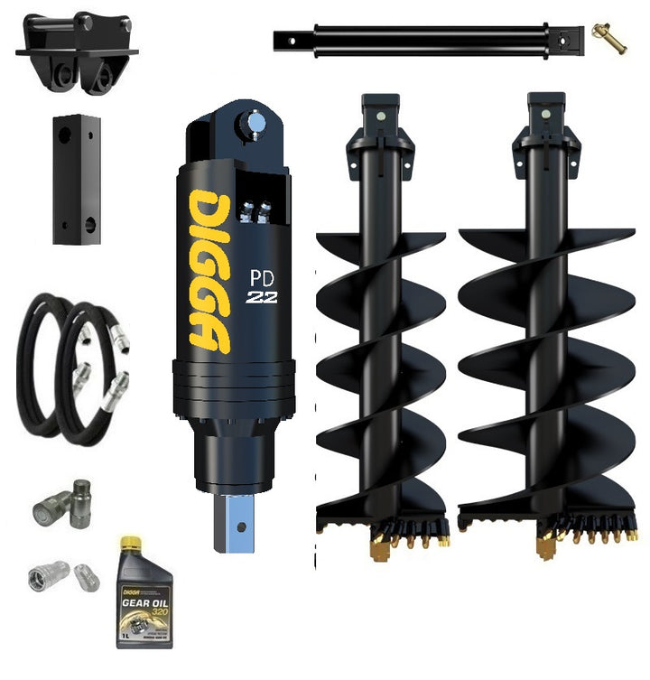 Digga PD22 auger drive combo package excavator up to 20T Earthmoving Warehouse