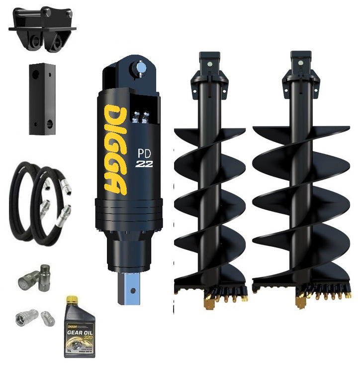 Digga PD22 auger drive combo package excavator up to 20T Earthmoving Warehouse